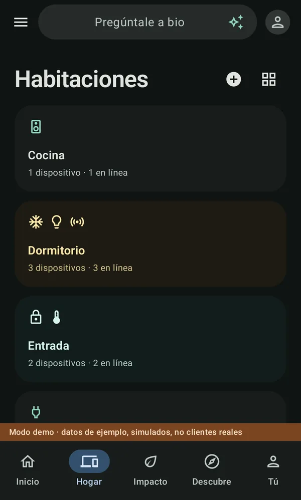Habitaciones en bio, cada una con su color