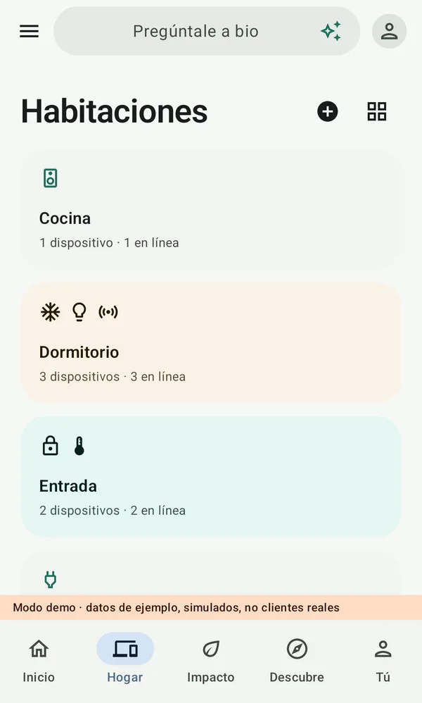 Habitaciones en bio, cada una con su color