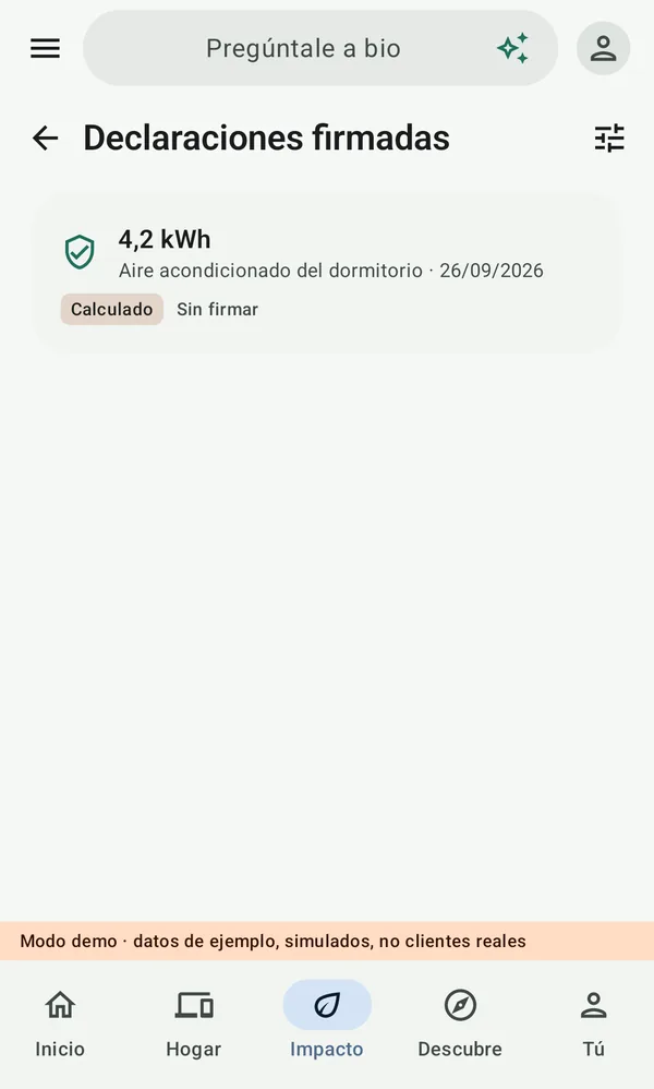 Declaraciones firmadas: un resultado de 4,2 kWh, calculado, aún sin firmar
